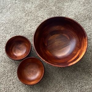 Solid wood salad bowls
